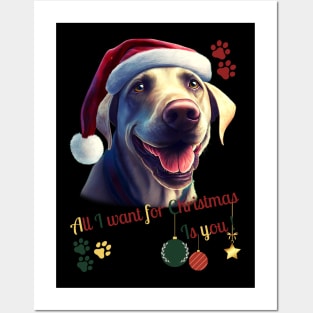 Christmas happy Labrador Retriever Dog Posters and Art